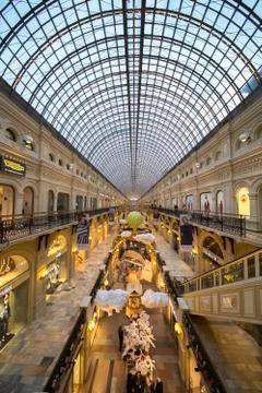 Interior Main Universal Store GUM Moscow, Russia. Stock Photos