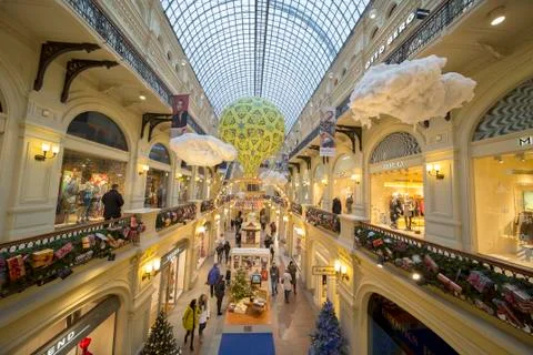 Interior Main Universal Store GUM Moscow, Russia. Stock Photos