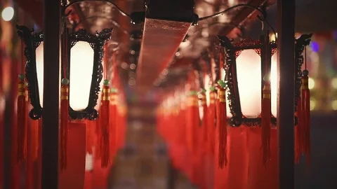 Interior of Man Mo Temple in Hong Kong with incense offerings Stock Footage 72331890