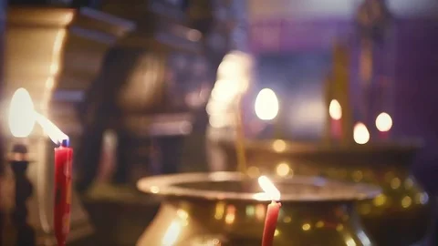 Interior of Man Mo Temple in Hong Kong with incense offerings Stock Footage 72332230
