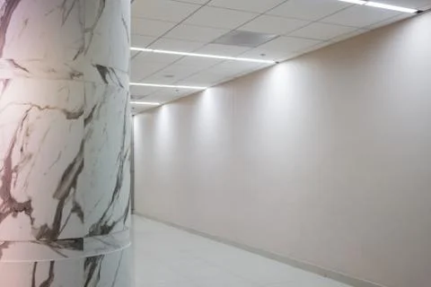 Interior Marble Stone Column In Empty Room Stock Photos