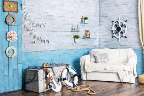 Interior in maritime style Stock Photos