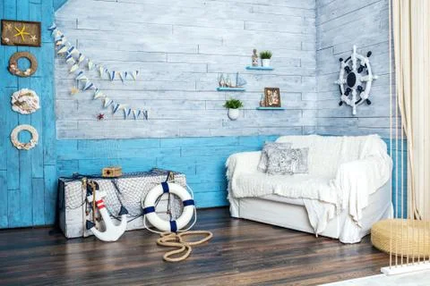 Interior in maritime style Stockfoto's