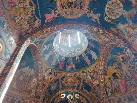 The interior of the Marius orthodox monastery in Satu Mare county, Romania Stockfoto's