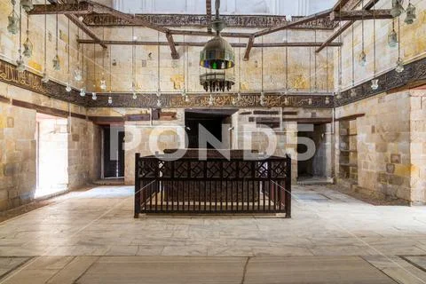 Interior of Mausoleum of al-Salih Nagm al-Din Ayyub, Moez Street, Old Cairo, Stock Photos