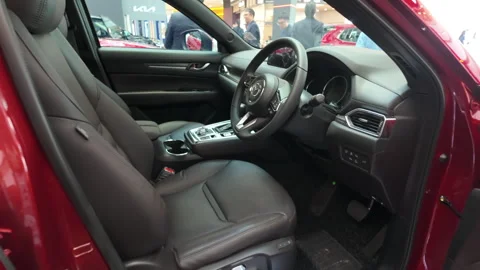 Interior of the MAZDA CX-8 was presented at the Motor Show Stock Footage 289108966