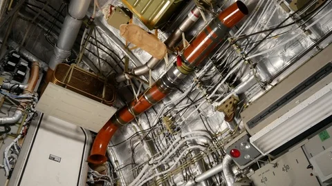 Interior Mechanical Structure of a C-17 Globemaster III Stock Footage 111600282