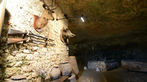 Interior of the medieval Maison Forte de Reignac, Dordogne, France Stock Footage 69058216