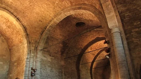 Interior of the medieval San Leo cathedral in San Leo, Italy. Stock Footage 60110247