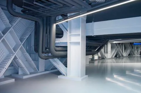 Interior metal structure building Stock Photos