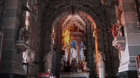 The interior of a Mexican Catholic Cathedral Stock Footage 238940398