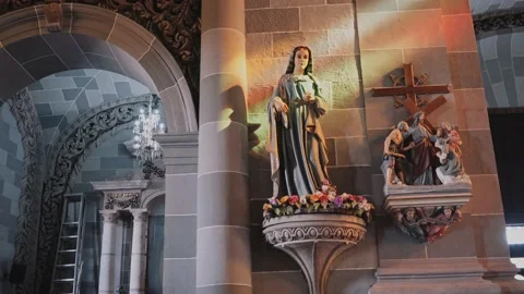 The interior of a Mexican Catholic Cathedral Stock Footage 238940401