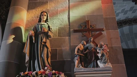 The interior of a Mexican Catholic Cathedral Stock Footage 238940983