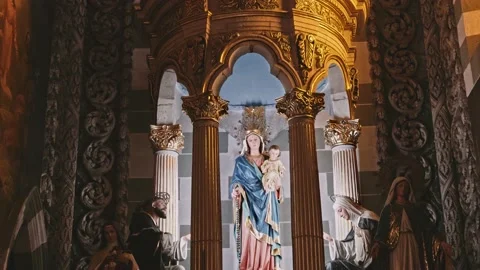 The interior of a Mexican Catholic Cathedral Stock Footage 238941041