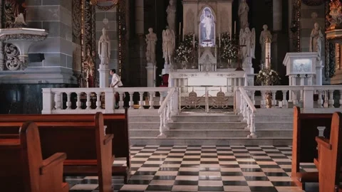 The interior of a Mexican Catholic Cathedral Stock Footage 238941886