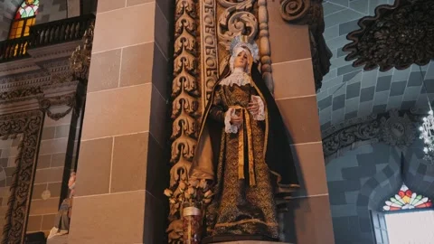 The interior of a Mexican Catholic Cathedral Stock Footage 238942468