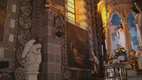 The interior of a Mexican Catholic Cathedral Stock Footage 238942863