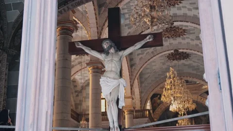 The interior of a Mexican Catholic Cathedral Stock Footage 238943558