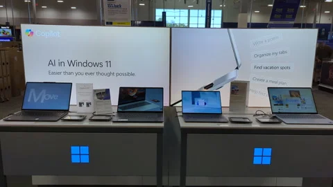 Interior of Microsoft Store With Customers. Customers Browsing, Trying and .. Video stock 316849550