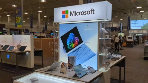 Interior of Microsoft Store With Customers. Customers Browsing, Trying and .. Video stock 321833512