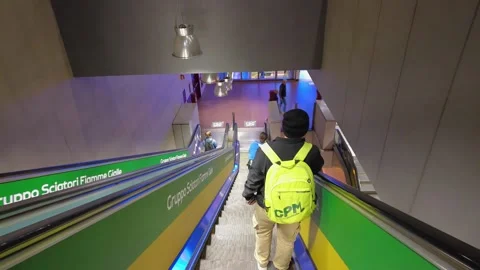 The interior of the Milan city metro Stock Footage 313375112