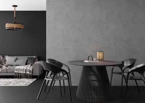 Interior mock up, loft style. Empty concrete wall in modern living room. Copy Ilustração Stock