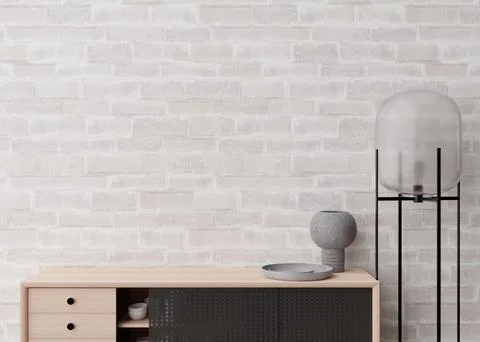 Interior mock up, loft style. Empty wall in modern room, close up view. Copy Ilustração Stock