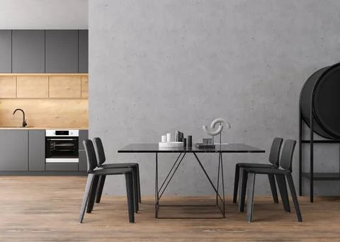 Interior mock up, loft style. Empty concrete wall in modern room. Copy space for Ilustração Stock