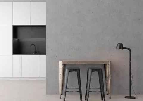 Interior mock up, loft style. Empty wall in modern room. Copy space for your Stock Illustration