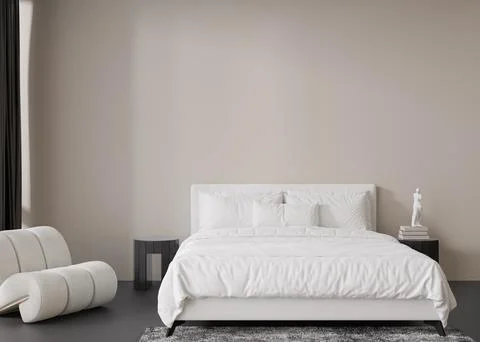 Interior mock up, loft style. Empty wall in modern bedroom. Copy space for your Ilustração Stock
