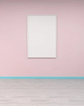 Interior mockup framed poster 3d rendering Stock Illustration