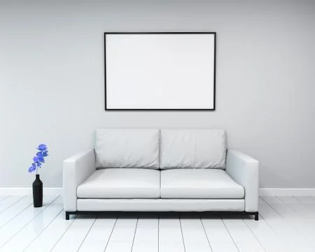 Interior mockup framed poster 3d rendering 스톡 일러스트