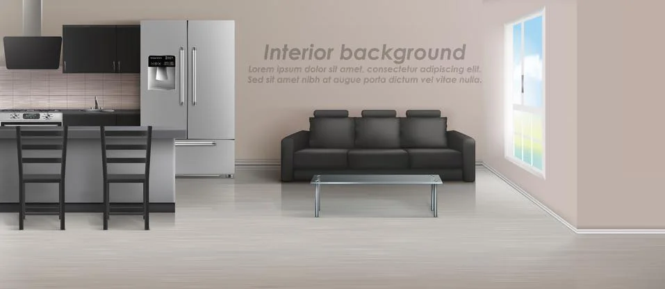 Interior mockup of studio apartment Illustrazione stock