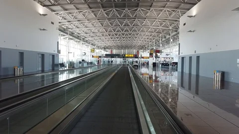 Interior of modern airport Stock Footage 112300450