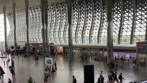 Interior of a modern airport in Simferopol, Crimea 库存影片 156293853