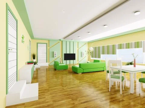 Interior of modern apartment 3d Stock Illustration