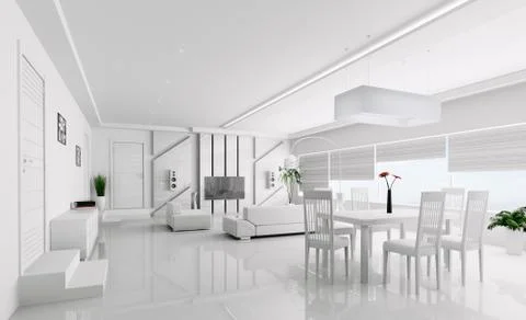 Interior of modern apartment 3d Stock Illustration