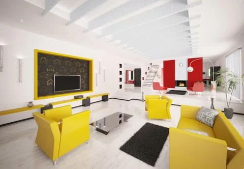 Interior of modern apartment 3d render Stock Illustration