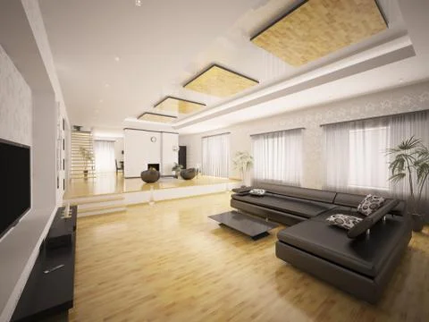 Interior of modern apartment 3d render Stock Illustration