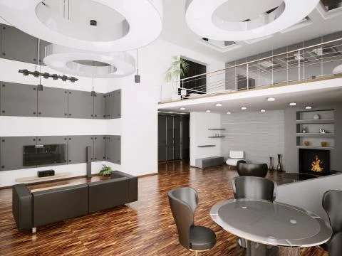 Interior of modern apartment 3d render Stock Illustration