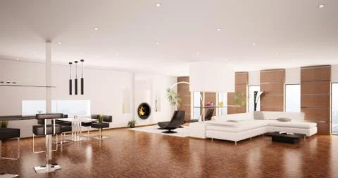 Interior of modern apartment 3d render Stock Illustration