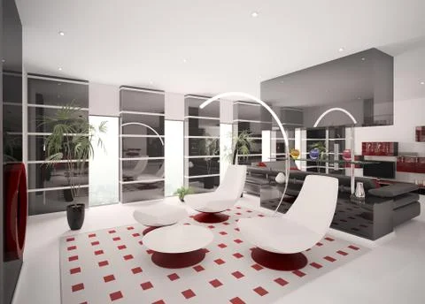 Interior of modern apartment 3d render Stock Illustration