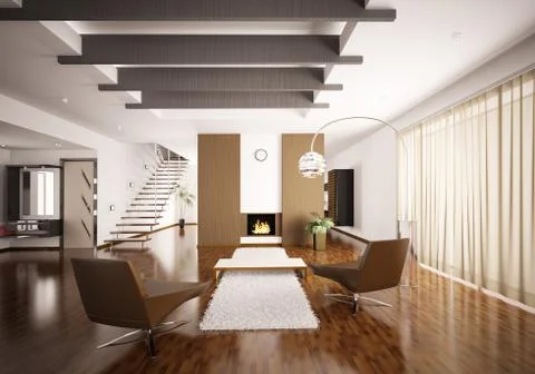 Interior of modern apartment 3d render Stock Illustration
