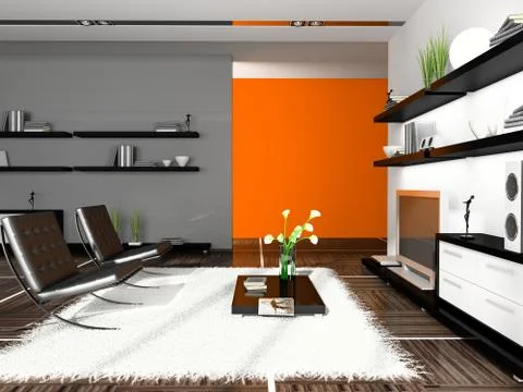 Interior of modern apartment 3d rendering Stock Illustration