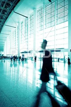 Interior of the modern architectural in shanghai airport. Stock Photos