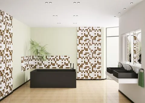 Interior of modern bathroom 3d render Stock Illustration