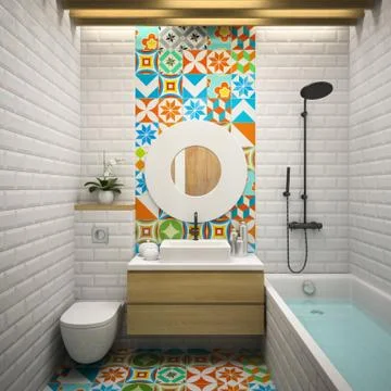Interior modern bathroom 3D rendering Stockillustratie