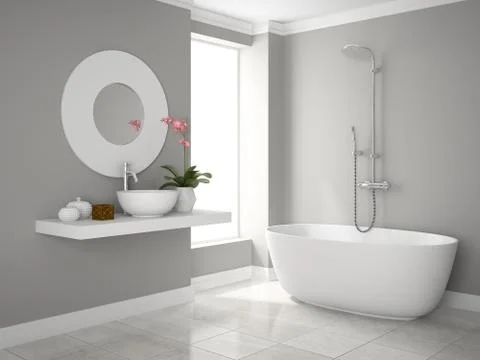 Interior of modern bathroom 3D rendering Stock Illustration