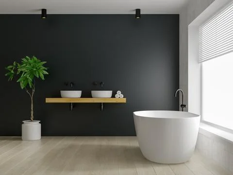 Interior modern bathroom 3D rendering Stock Photos