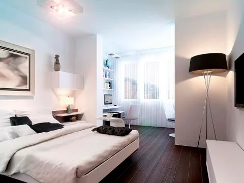 Interior modern bedroom Stock Illustration